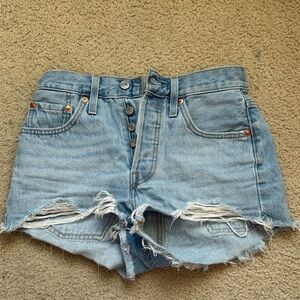 Levi's Light Blue Distressed Jean Shorts